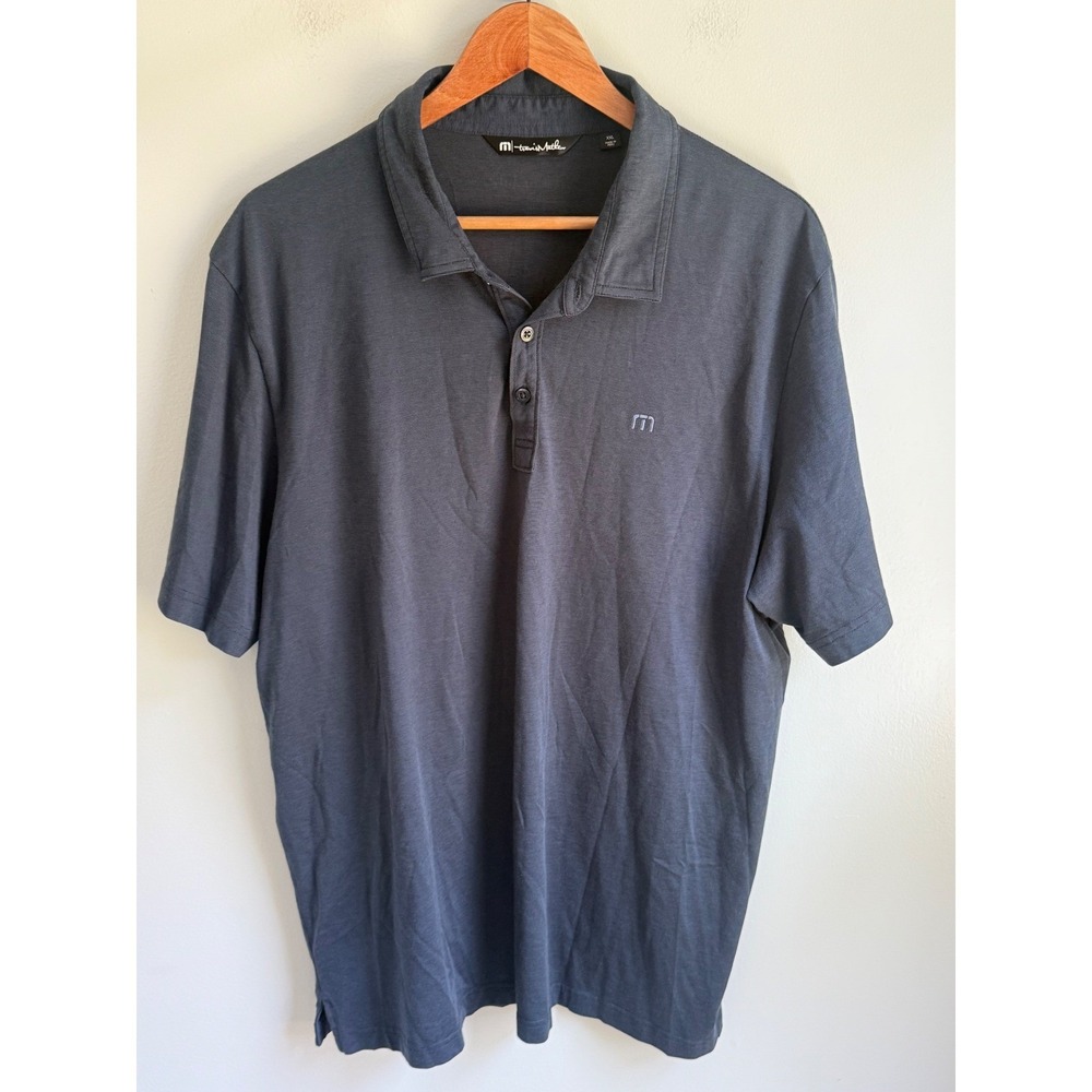 TravisMathew Mens XXL Grey Short Sleeve Performance Golf Polo Shirt Textured